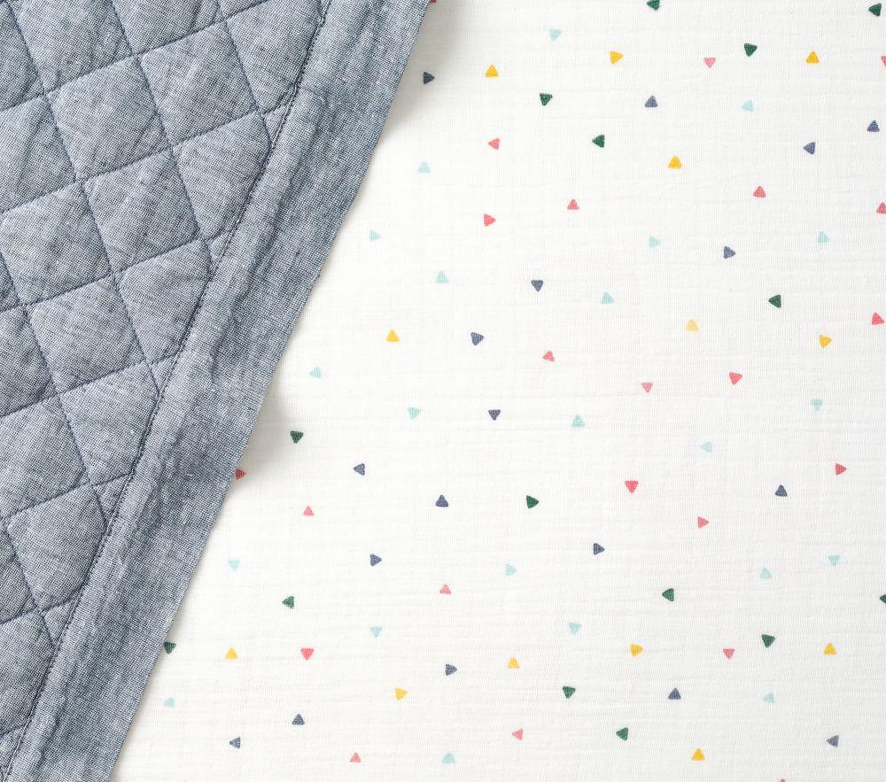 Muslin Multi Triangles Cot Fitted Sheet pottery barn kids UK
